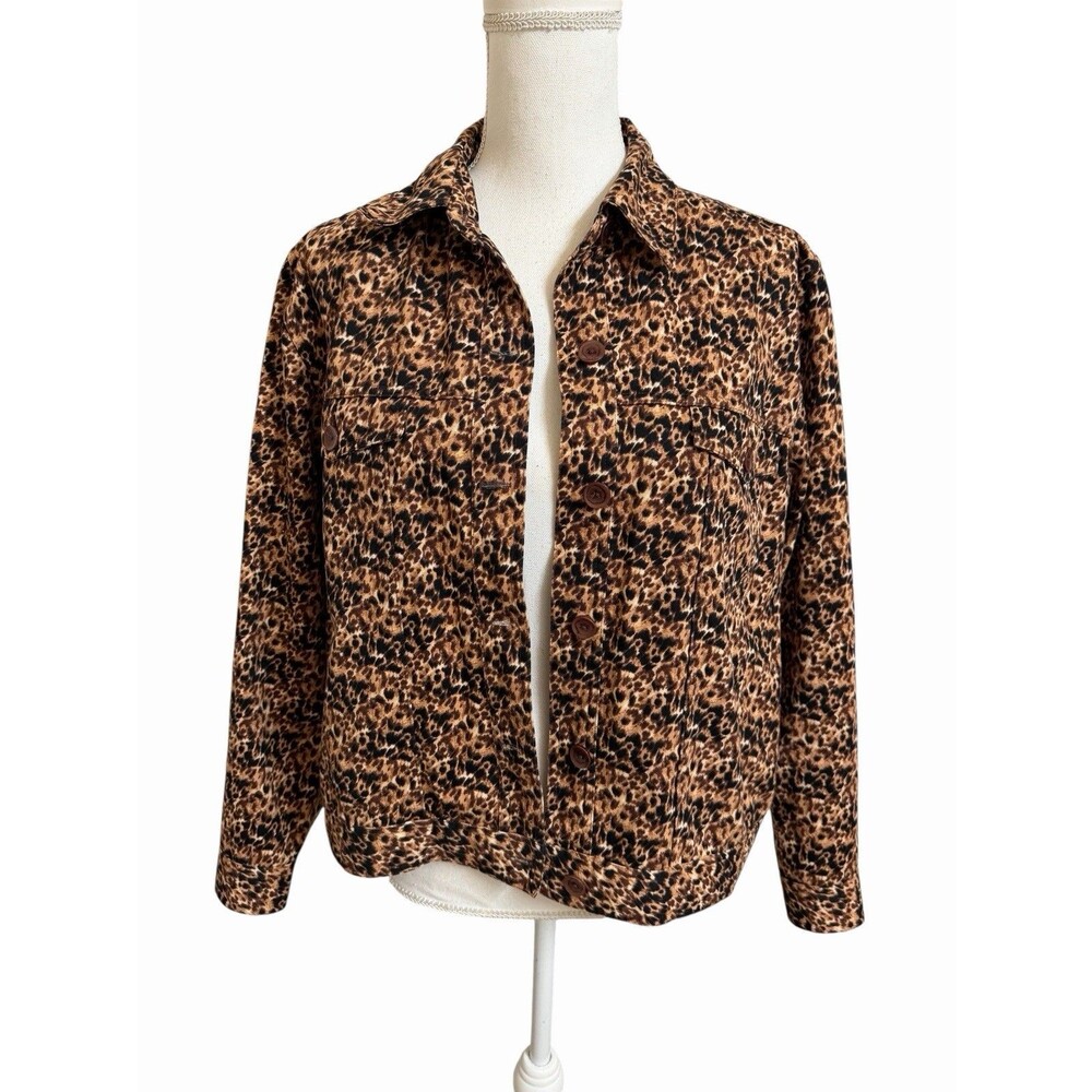 Christopher & Banks Women's M Jacket Animal Print 100% Cotton Button Up